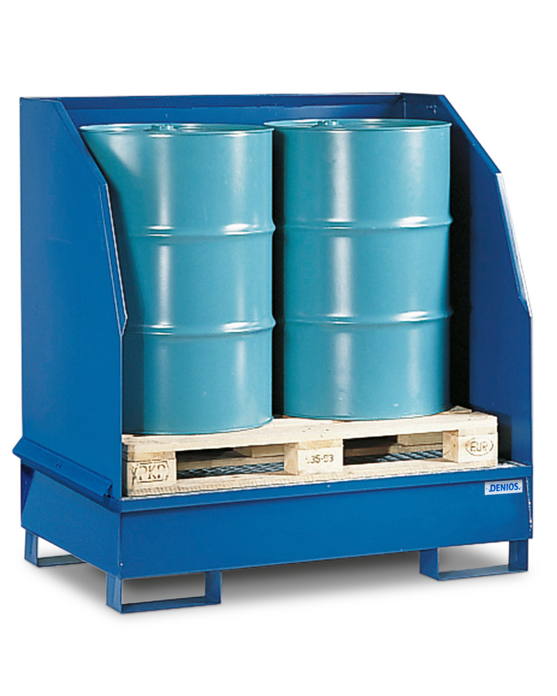 Transport Spill Containment Pallet - 2 Drum Capacity - Separation Walls - Painted Steel - 2