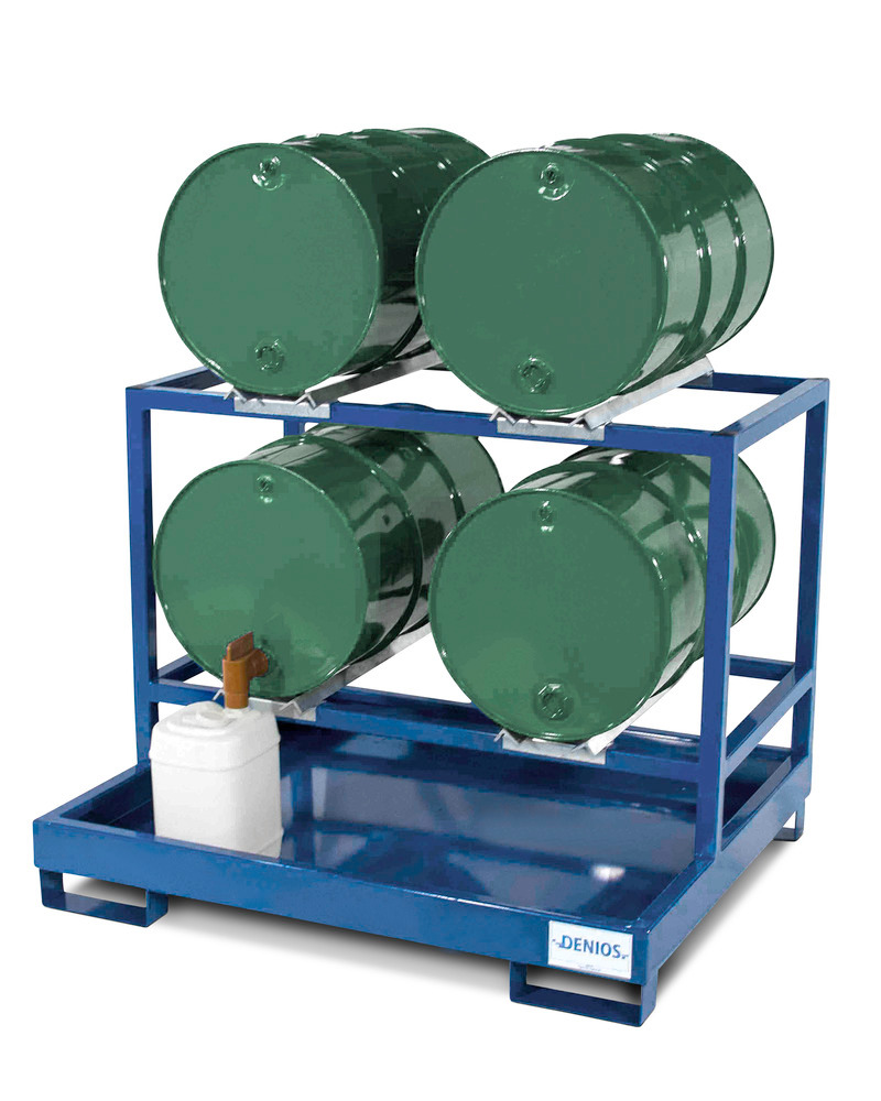Drum Dispensing System - 4 Drum Capacity - Removable Grating - Steel Construction - Secure Storage - 1