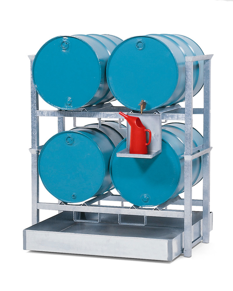 Stackable Drum Rack & Sump - 2 Drum Racks Storage Tiers - Galvanized Steel Construction - 1