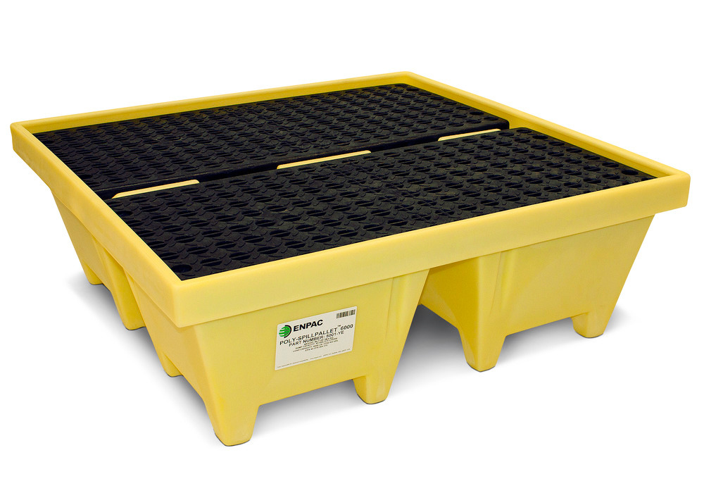 Poly Safe Spill Pallet - 4 Drum - Poly Grating - Forklift Access - Yellow - 5001-YE - 1