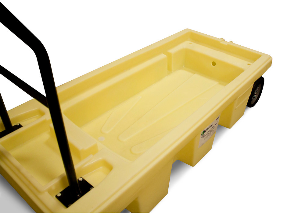 Spill Cart - Poly Construction - 2 Drum - Easily Removable Grating - Rubber Wheels - 5200-YE-A - 4