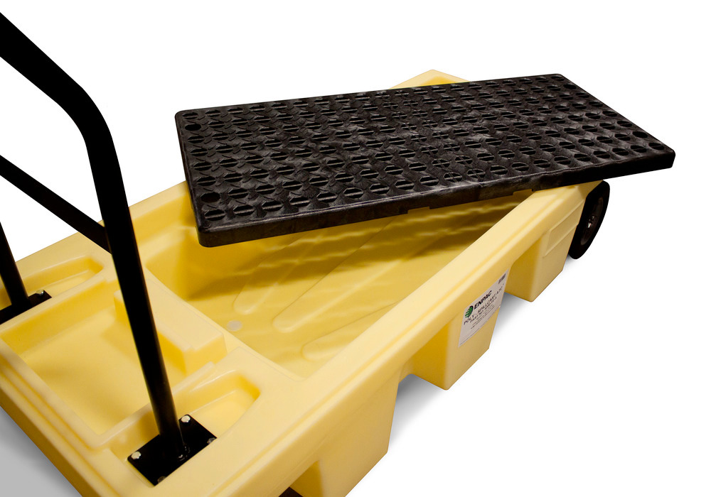 Spill Cart - Poly Construction - 2 Drum - Easily Removable Grating - Rubber Wheels - 5200-YE-A - 3