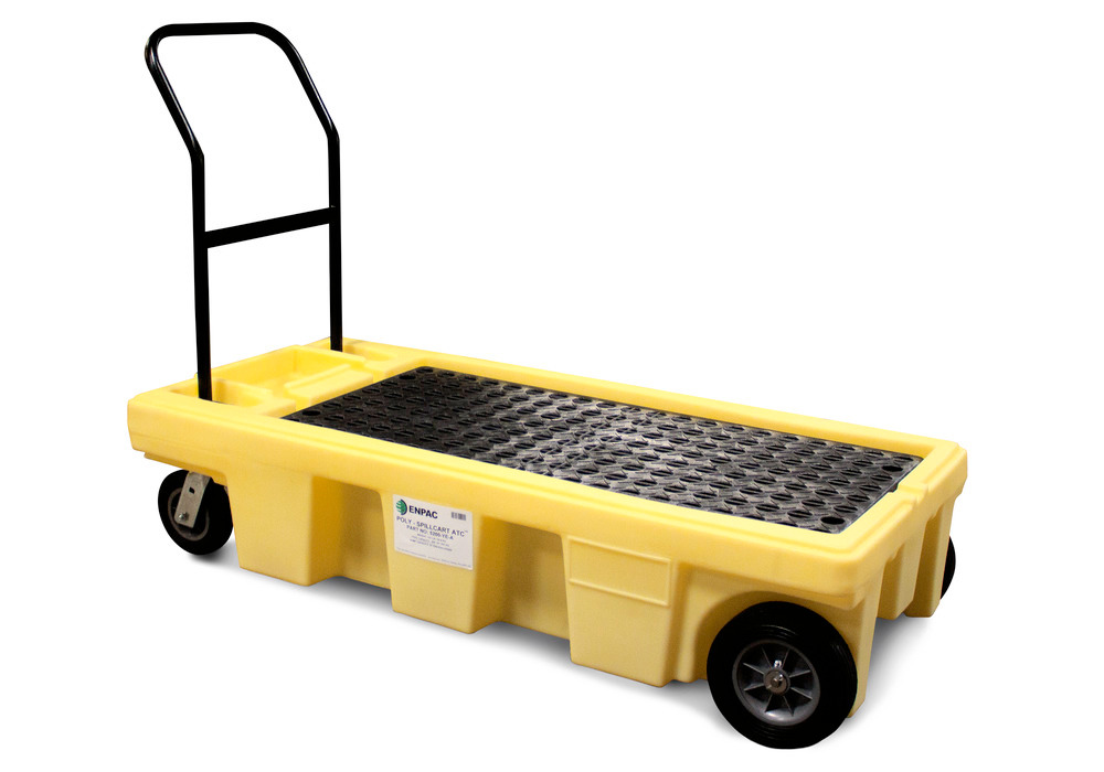 Spill Cart - Poly Construction - 2 Drum - Easily Removable Grating - Rubber Wheels - 5200-YE-A - 1