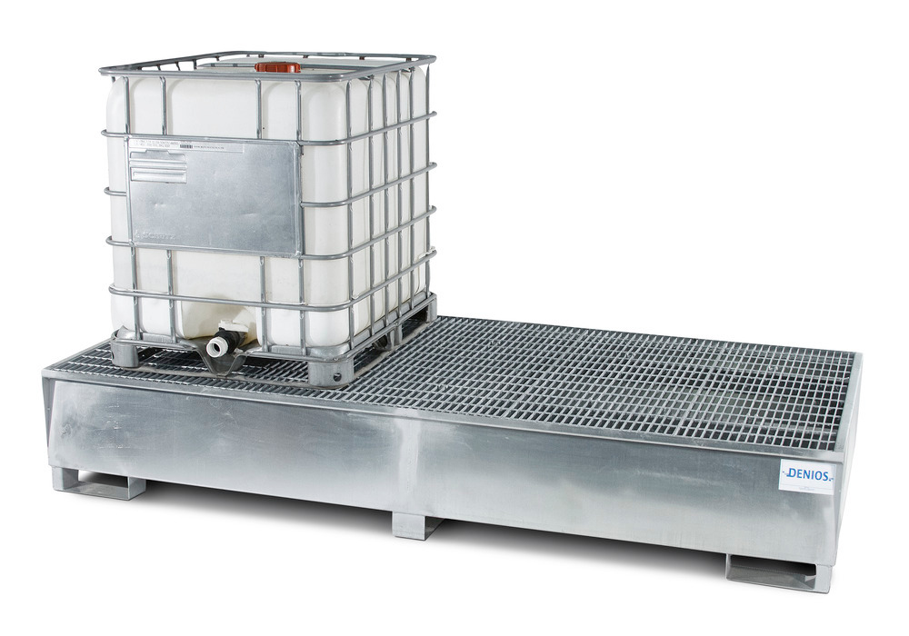 IBC Spill Containment Pallet -  2, 500-Gallon IBC Tote Capacity - Galvanized Steel Construction - 1