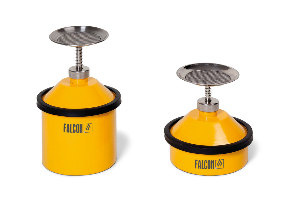 Plunger Can - 2-Liter - Steel - FALCON - Powder-Coated Yellow - Integrated Flame Arrestor - 2