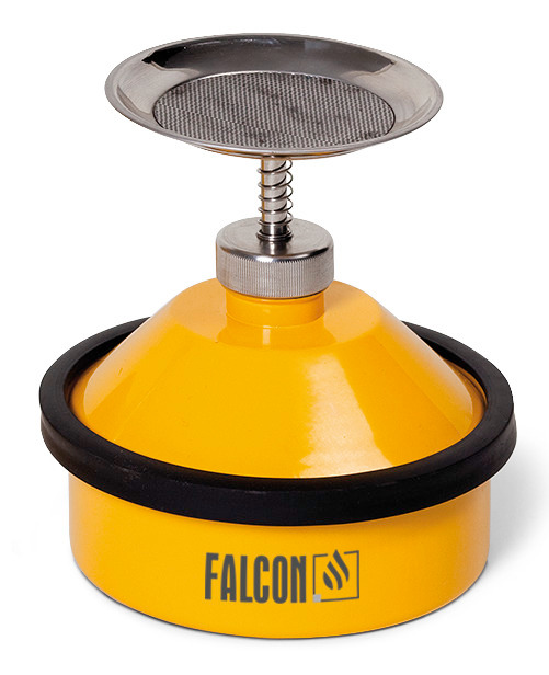 Plunger Can - 1-Liter - Steel - FALCON - Powder-Coated Yellow - Integrated Flame Arrestor - 1