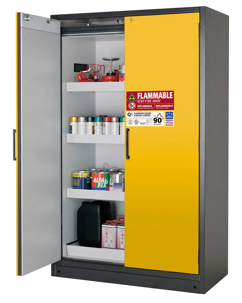 asecos safety storage cabinet, 90min fire resistant ,8.7 gal sump, 2 doors - 2