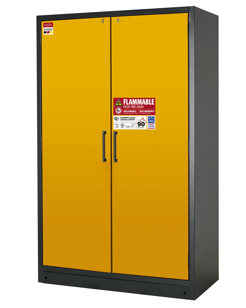asecos safety storage cabinet, 90min fire resistant ,8.7 gal sump, 2 doors - 4