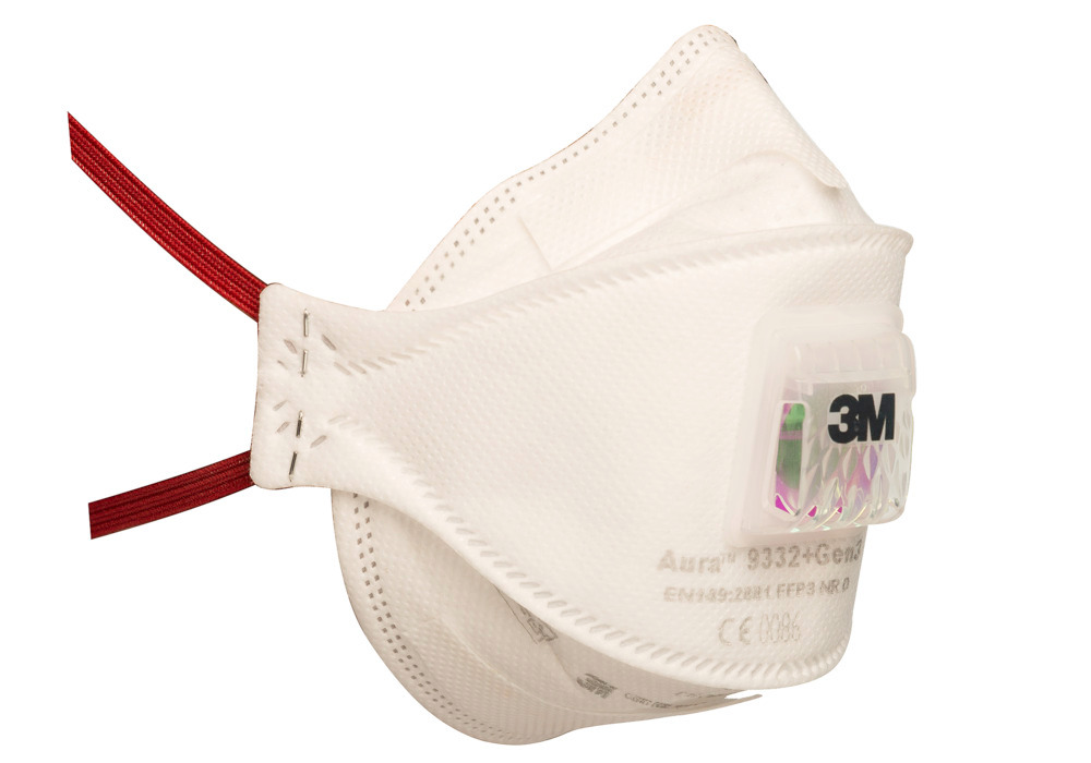 3M respirator mask Aura 9332 Gen 3, FFP3 NR D, folding, with exhale valve, Pack = 10 pieces - 1