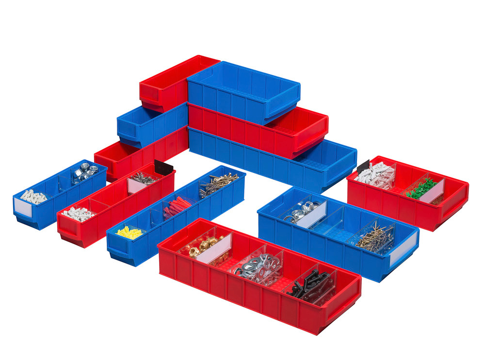 Caixas de estantes classic-line A2-B, PP, 185 x 300 x 81 mm, vermelho, emb. = 8 un. - 4