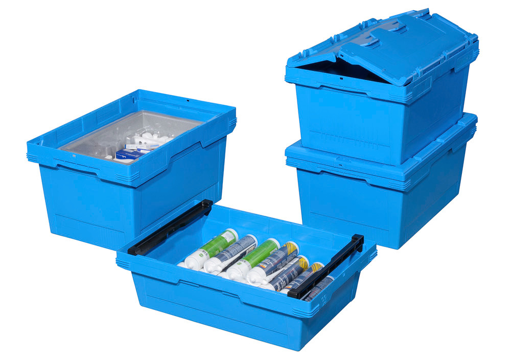 Reusable stacking cont. classic-line D, stack frame, nestable, 600 x 400 x 323 mm, blue, Pk =2 pc. - 2