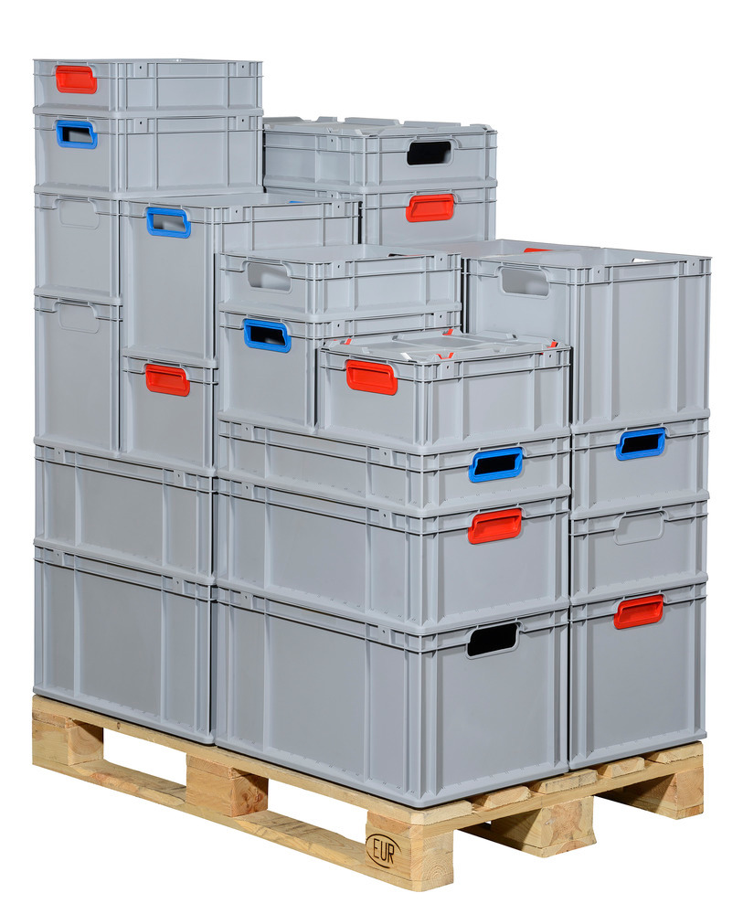 Euro stacking container classic-line B, blue handle opening, PP, 400 x 300 x 120 mm, Pk =16 pc. - 6