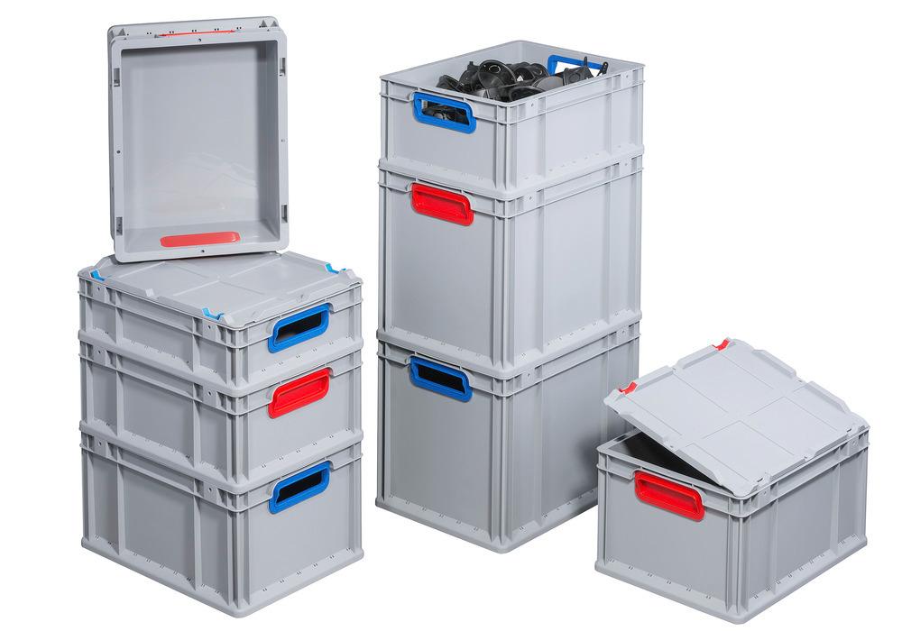 Euro stacking container classic-line B, red handles, PP, 400 x 300 x 120 mm, Pk =16 pc. - 9