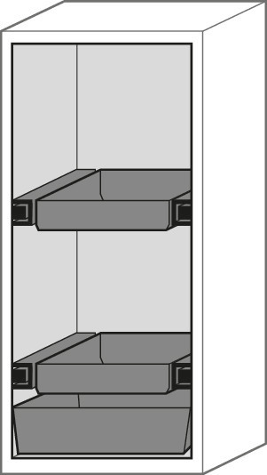 Brandsikker skab Edition, 2 udtrækskar, dørstop til højre, grå, One-Touch, type G 62 - 3