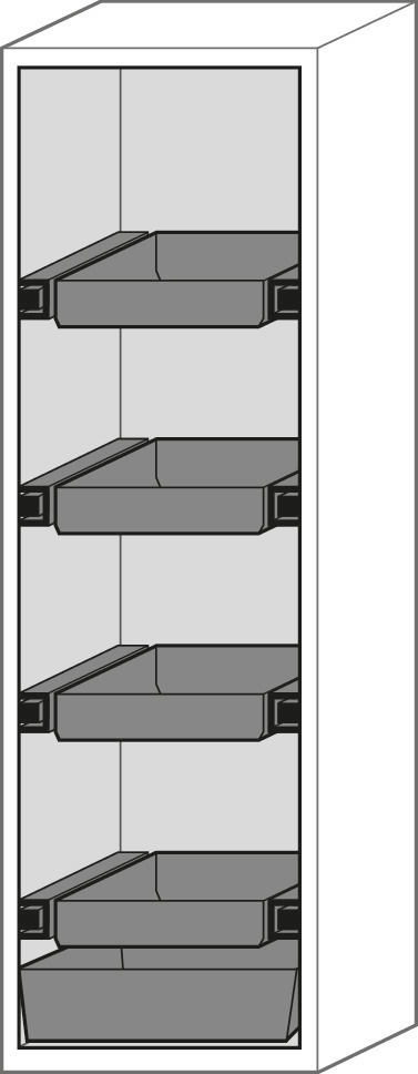 Ohňovzdorná skriňa Edition, so 4 výsuvnými vaňami, dverová zarážka vpravo, sivá, typ G64 - 4