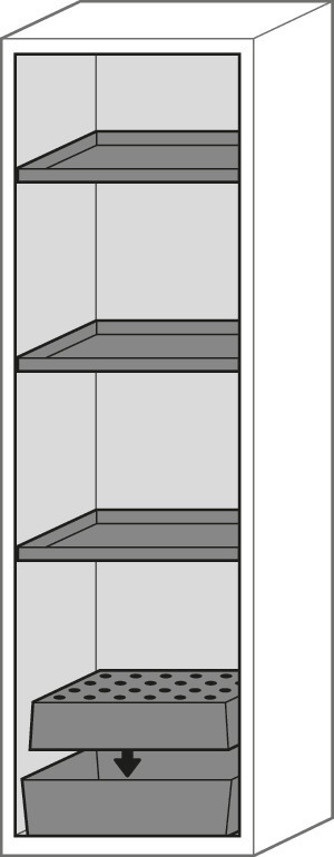 Armário p/ sub. perig. resistente ao fogo asecos ONE-Touch, 3 estantes, abertura à direita, cinza - 4