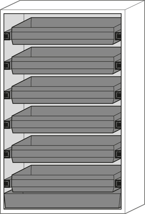 Armoire de sécurité coupe-feu GF 1201.6, one touch, avec 6 bacs-tiroirs, grise - 8