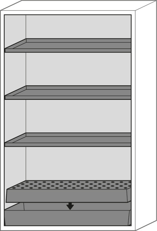 asecos fire-rated hazardous materials cabinet G 1201 with 3 shelves and wing doors, grey - 2