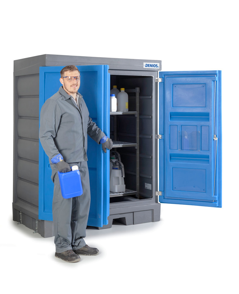 PolySafe hazardous materials depot D, with doors and plastic shelf for small containers - 12