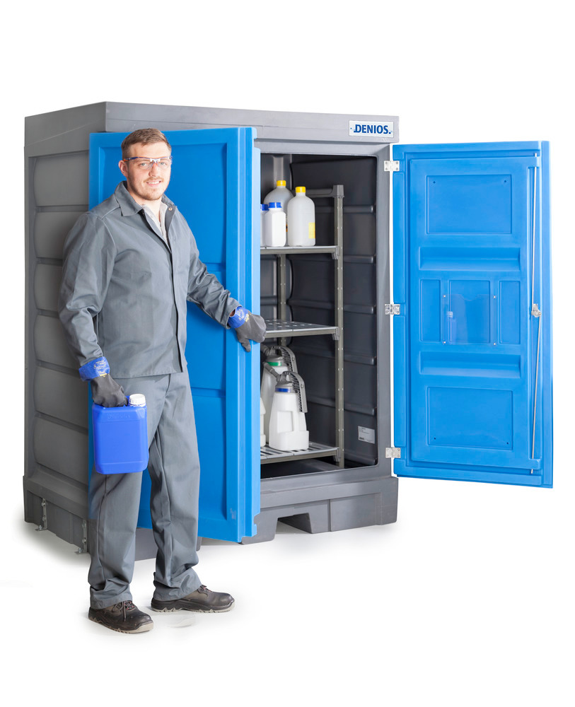 Depósito PolySafe D com portas e estante em plástico para recipientes pequenos - 11