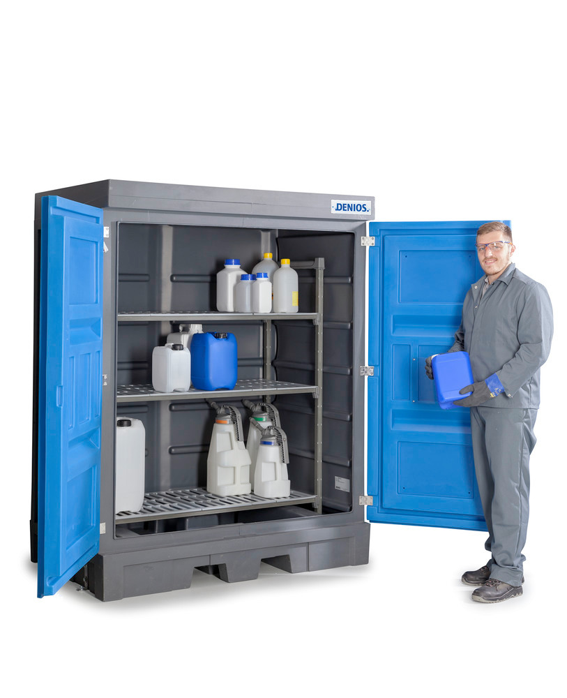 PolySafe hazardous materials depot D, with doors and plastic shelf for small containers - 10