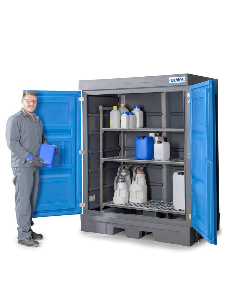 PolySafe hazardous materials depot D, with doors and plastic shelf for small containers - 9