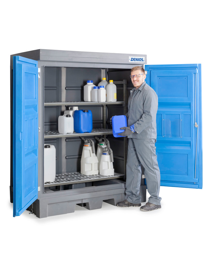 Depósito PolySafe D, con puertas y estantería de plástico para recipientes pequeños - 8