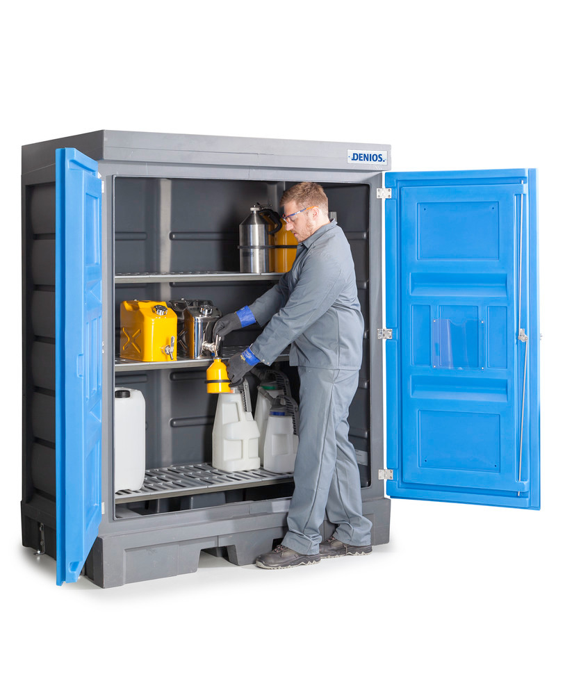 Depósito PolySafe D, con puertas y estantería de plástico para recipientes pequeños - 7