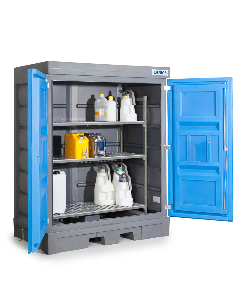 PolySafe hazardous materials depot D, with doors and plastic shelf for small containers - 6