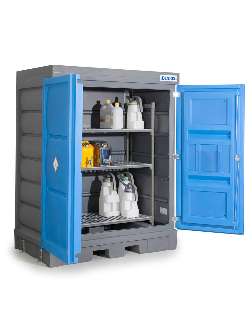 PolySafe hazardous materials depot D, with doors and plastic shelf for small containers - 4