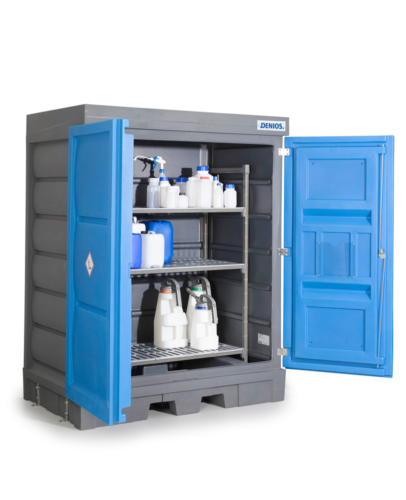 Deposito PolySafe D per sostanze pericolose, porte e scaffalatura in plastica per piccole confezioni - 2