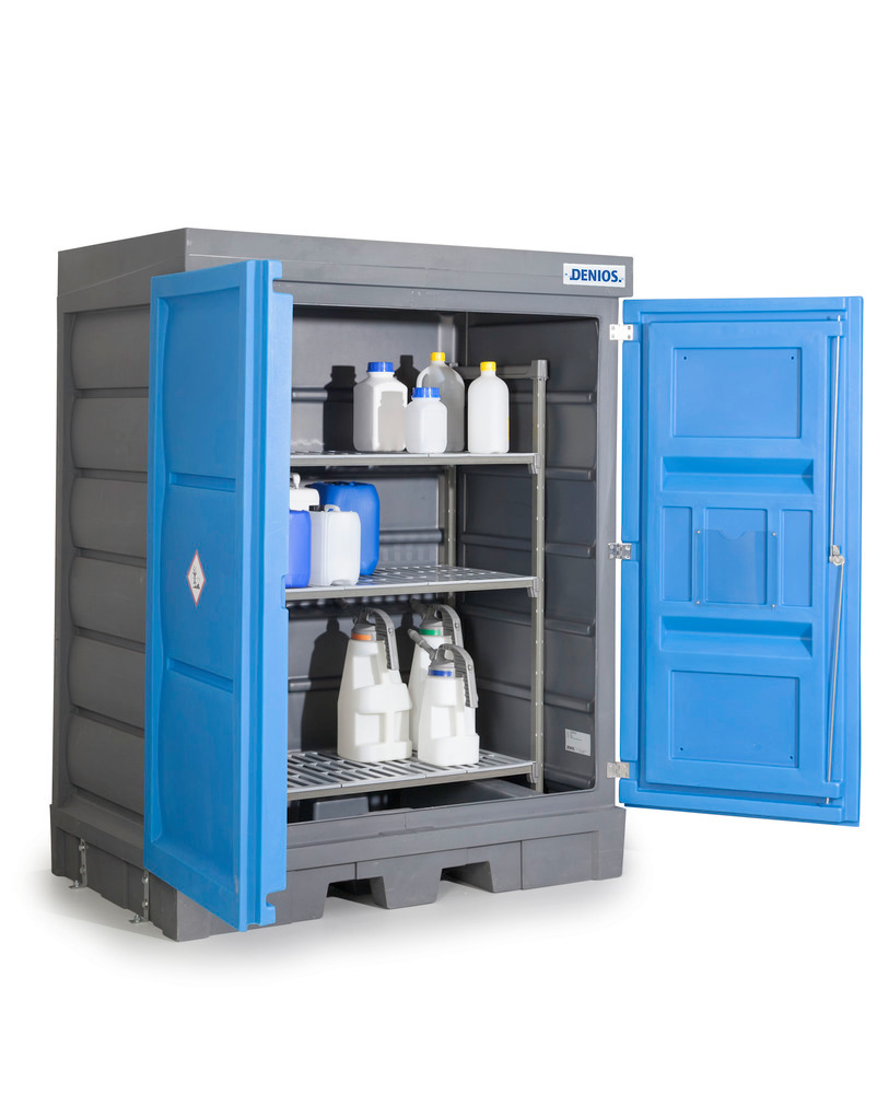 PolySafe hazardous materials depot D, with doors and plastic shelf for small containers - 1