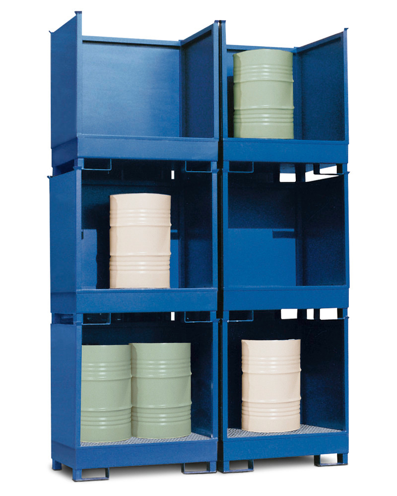 Transport Spill Containment Pallet - 2 Drum Capacity - Stackable - Side Walls - Painted Steel - 5