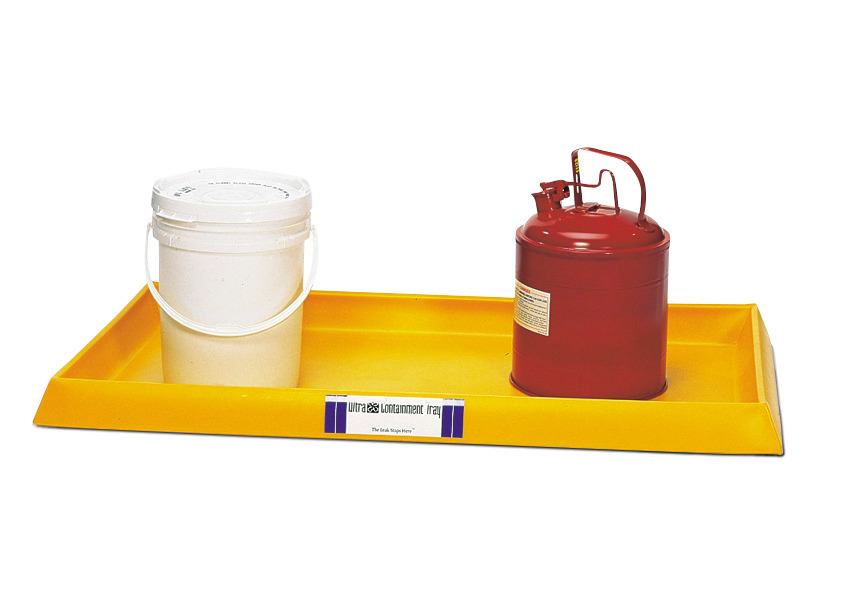 Lab Spill Tray - Poly Construction - Yellow Grating - Low Profile - 16.5 gal Sump Capacity - 1