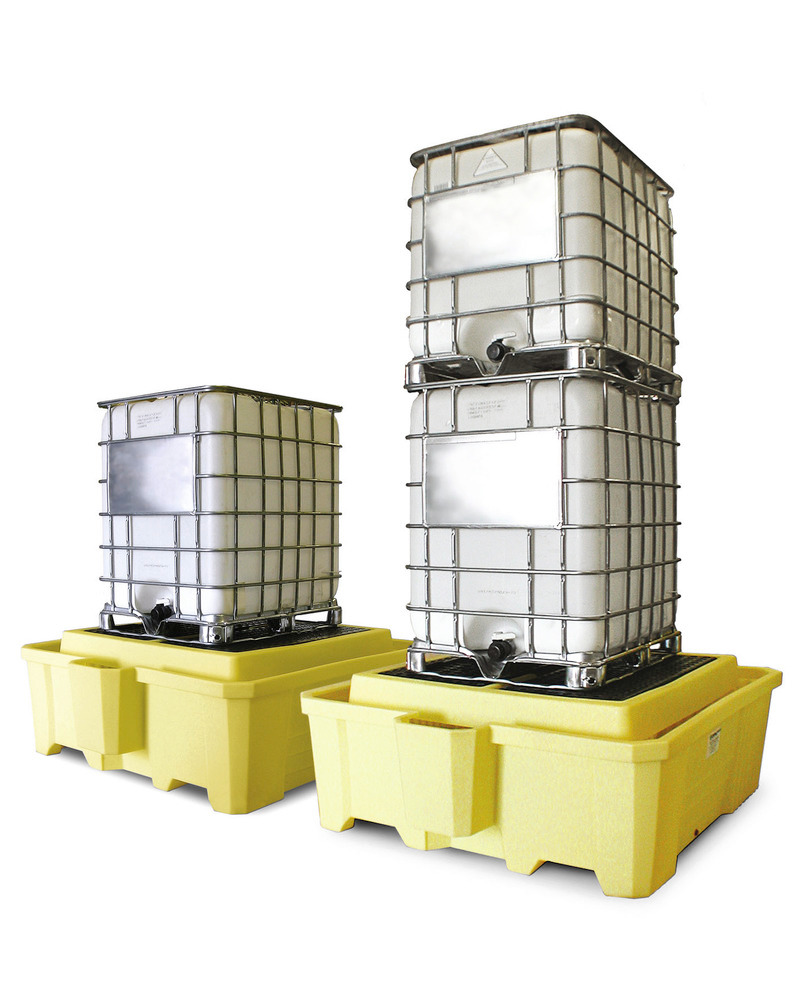 IBC Spill Containment Pallet - Poly Contruction - Dispensing Well - with Drain - 5469-YE-D - 1