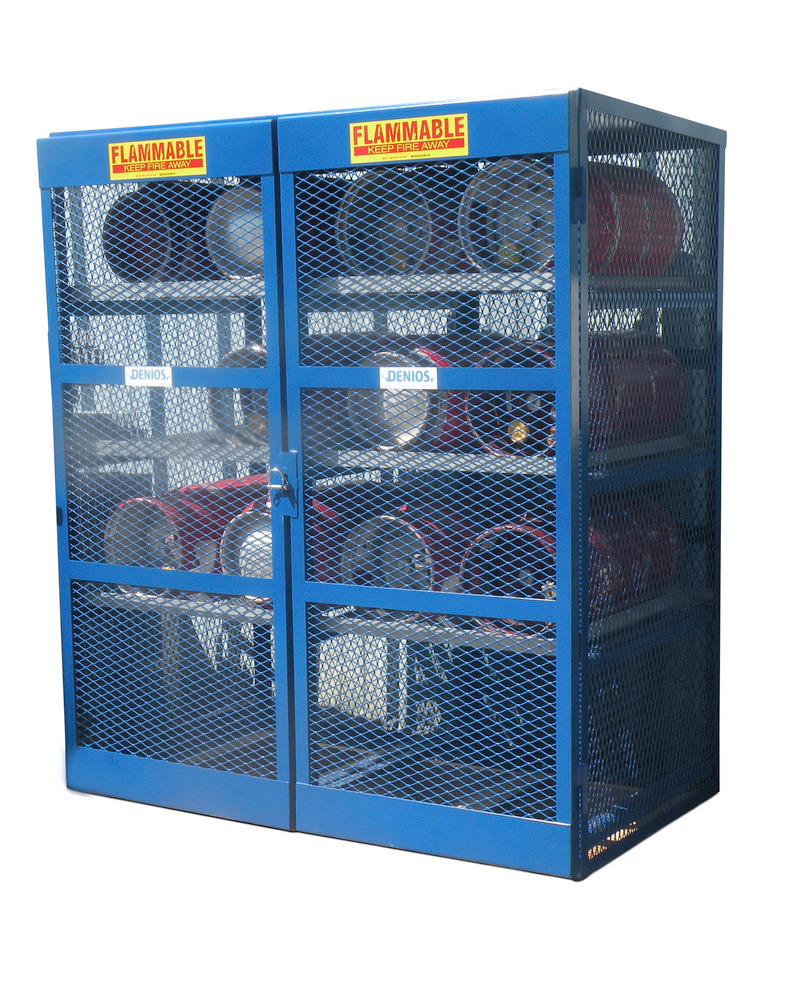 Gas cylinder cage - Horizontal - 16 Cylinders - Lockable Cage - Open Steel Mesh - 3
