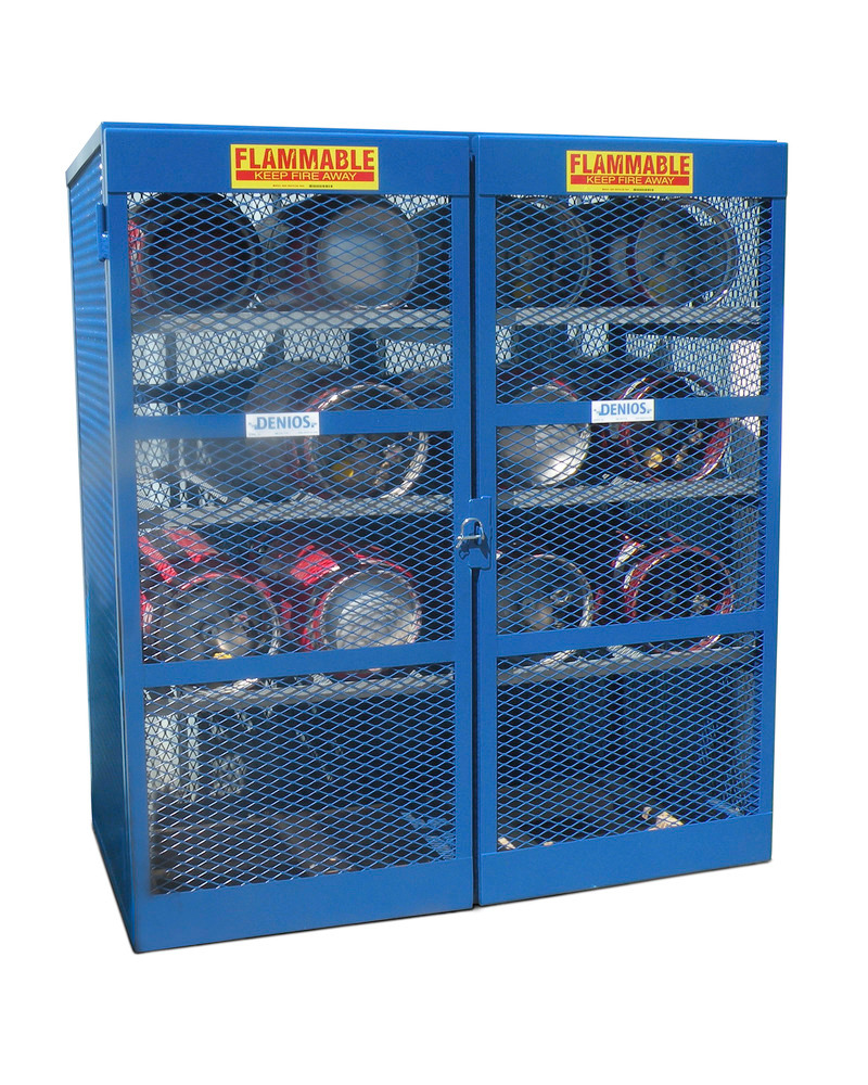 Gas cylinder cage - Horizontal - 16 Cylinders - Lockable Cage - Open Steel Mesh - 2