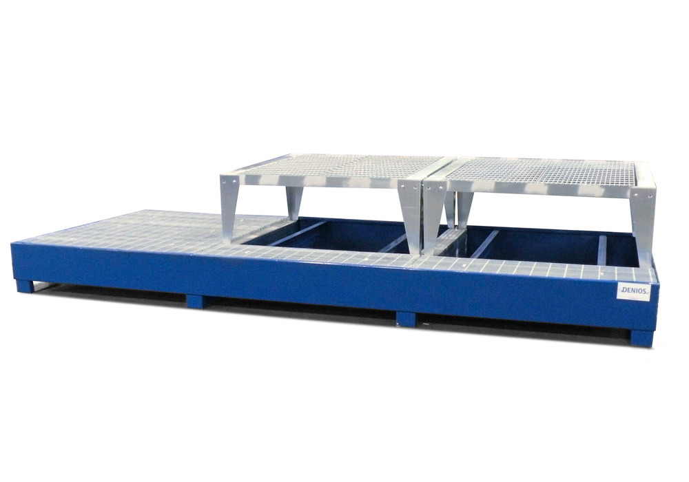 IBC Spill Containment Pallet - 3 IBC Totes - Dispensing Platform & 2 Stands Included - Painted Steel - 2