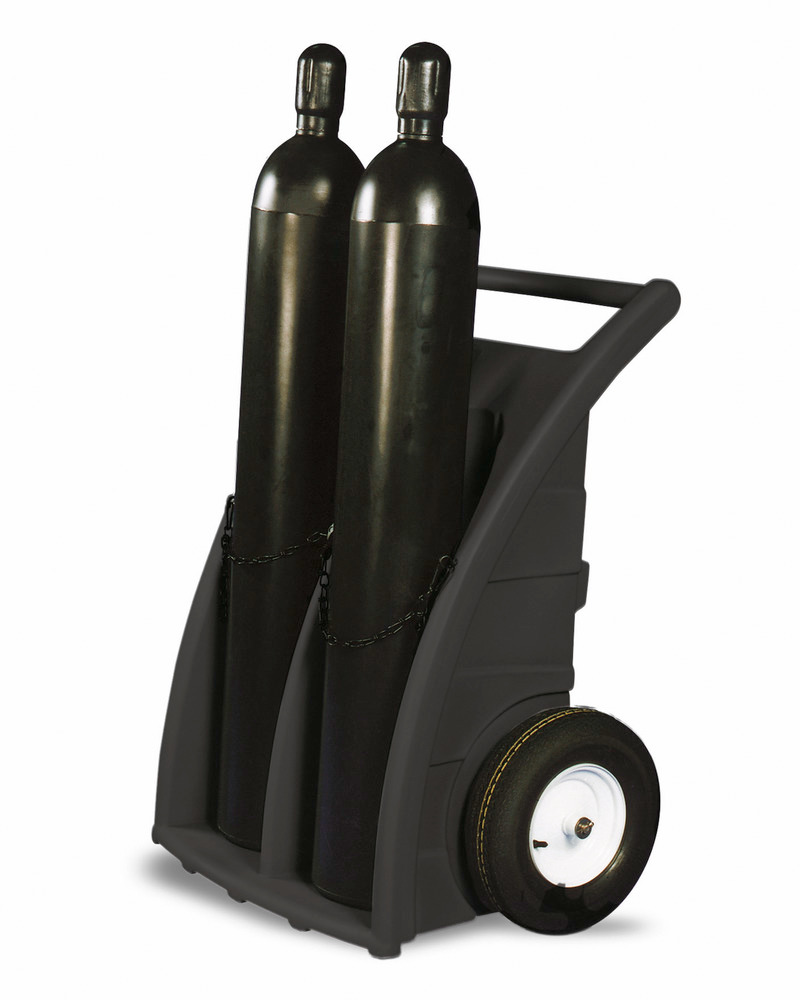 Cylinder Cart - Non-Sparking Poly Construction - for 2 Cylinders up to 15" - 7302-BK - 1