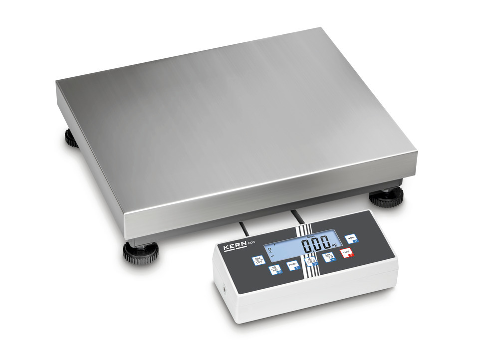 Waga platformowa dwuzakresowa KERN Premium EOC, IP 65, do 15 kg, płyta wagi 300 x 300 mm - 1