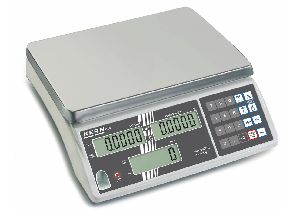 KERN počítací váha CXB, ověřitelná, až do 3 kg, min. hmotnost dílku 1,0 g / kus - 1