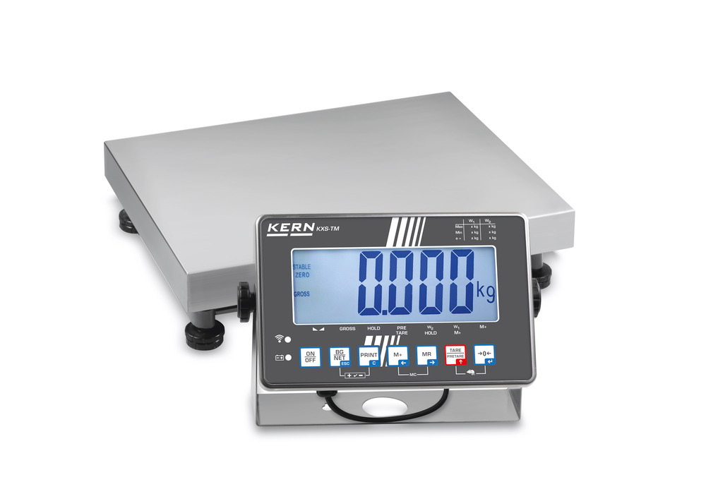 KERN st steel platform scale SXS, IP 68, verifiable, to 30 kg, weighing plate 400 x 300 mm
