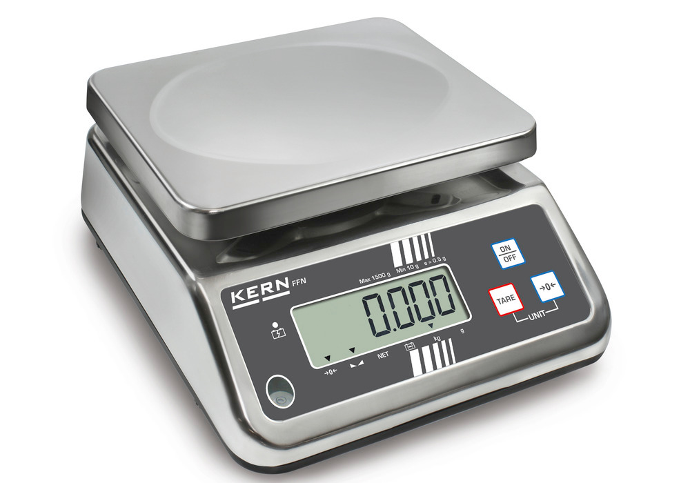 KERN nerezová stolová váha FFN, IP 65, overiteľná, až do 6 kg - 1