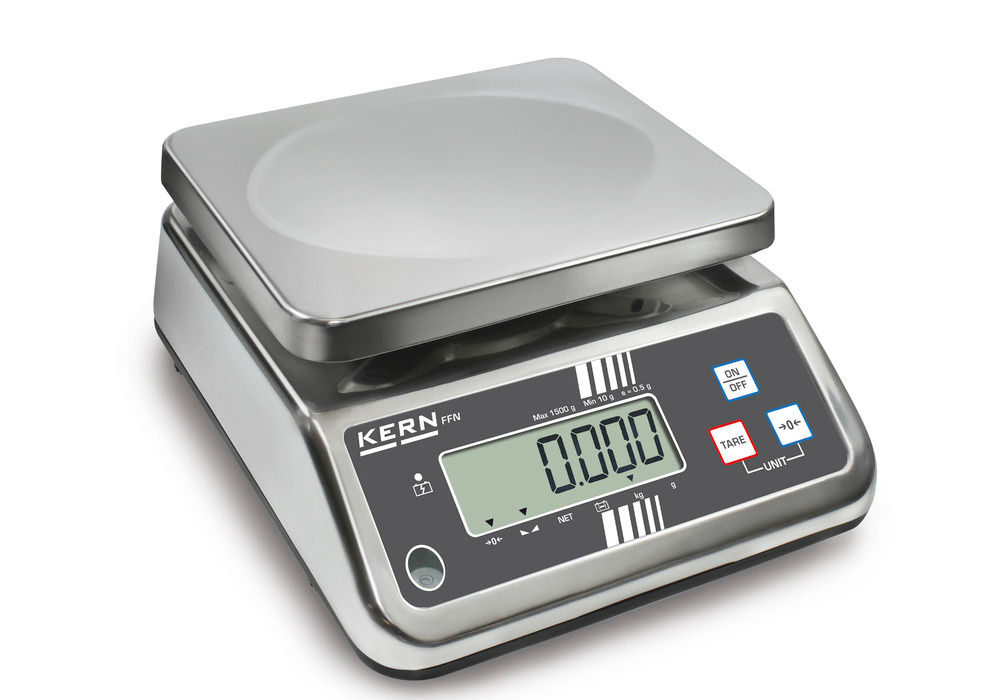 KERN stainless steel bench scale FFN, IP 65, verifiable, up to 3 kg - 1
