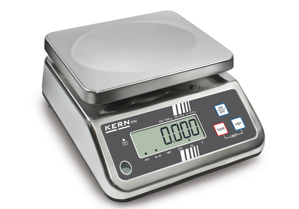 KERN nerezová stolní váha FFN, IP 65, až do 15 kg