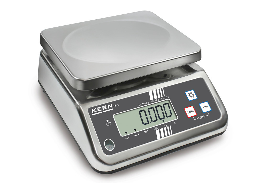 KERN stainless steel bench scale FFN, IP 65, up to 3 kg - 1