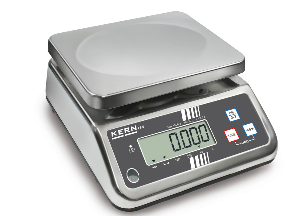 KERN nerezová stolová váha FFN, IP 65, až do 1 kg - 1