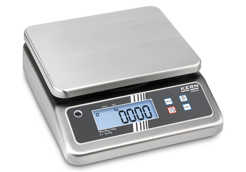 KERN two-range stainless steel bench scale FOB, IP 67, up to 15 kg - 1