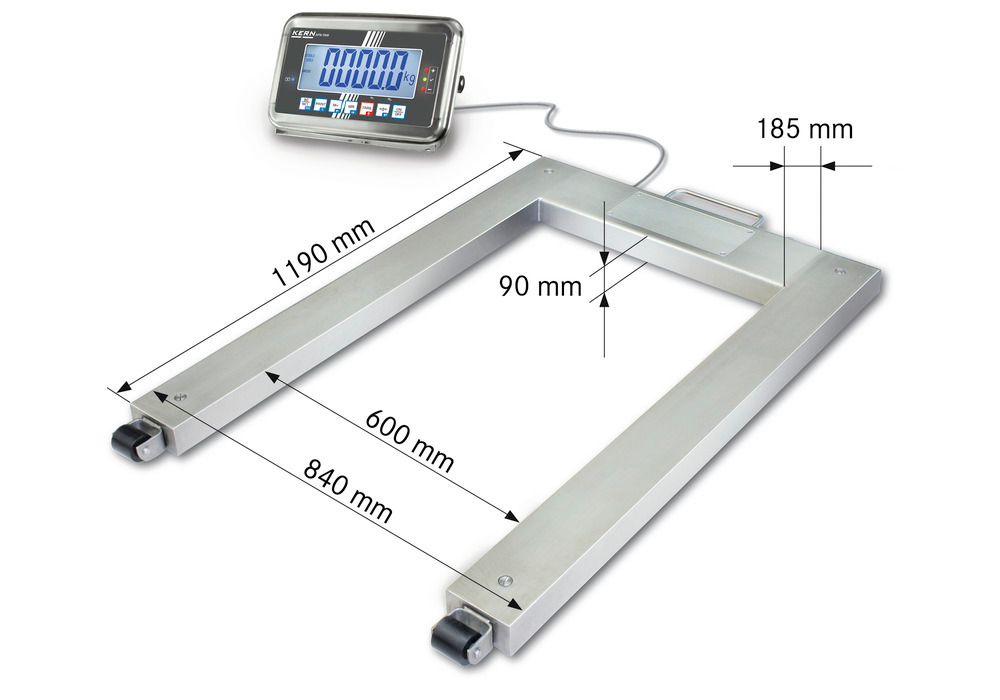 KERN stainless steel pallet scale UFN, IP 67, verifiable, up to 1.5 t - 1