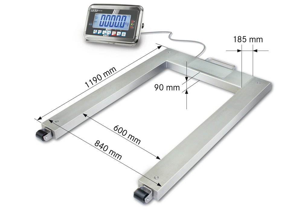 KERN stainless steel pallet scale UFN, IP 67, verifiable, up to 600 kg - 1